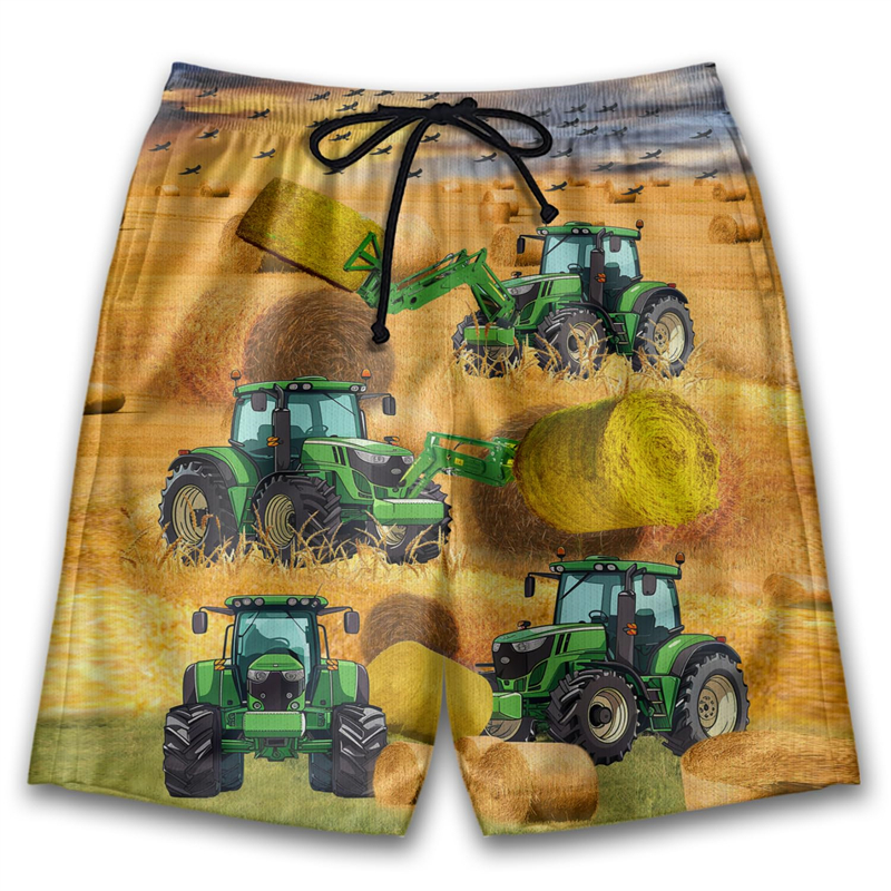 Farming Jobs - Funny Tractor 3D Print Beach Shorts