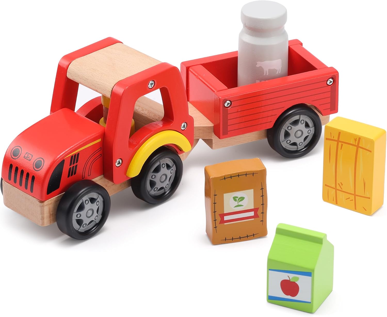 Farming A - Wooden Farm Tractor Toy with Detachable