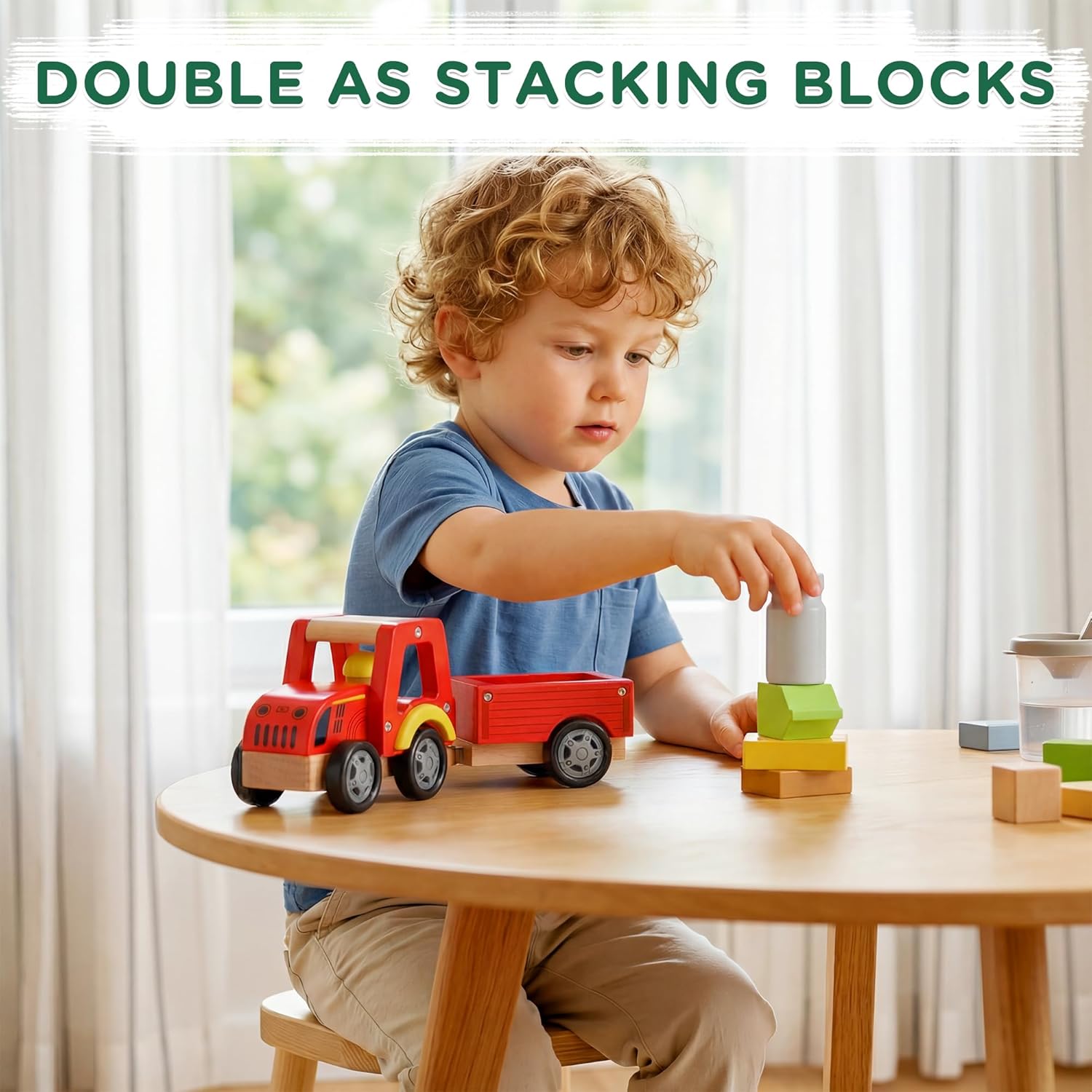 Wooden Farm Tractor Toy with D - Farming A 评论和价格