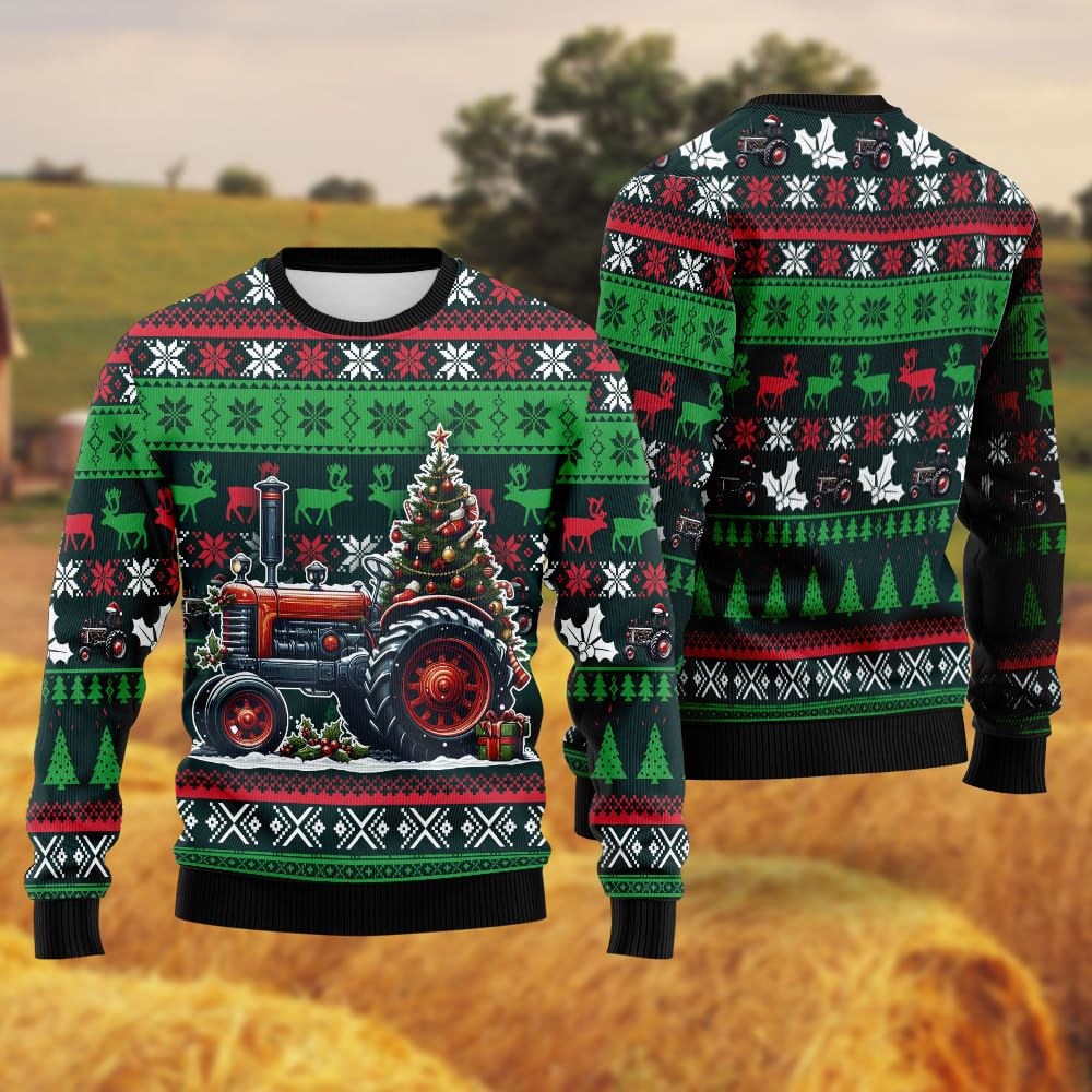 Tractor Ugly Christmas Sweater - Farming Jobs 评论和价格